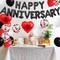 Anniversary Decorations – Foil Balloon Banner with Confetti and Heart Balloons (Black Red)